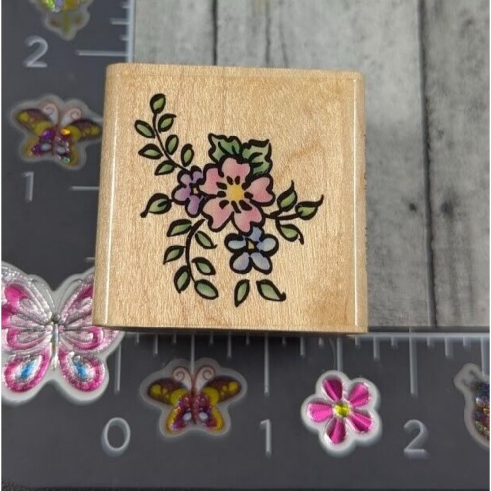 Stampendous Flower Plant Bouquet C137 Rubber Stamp Wood #H69